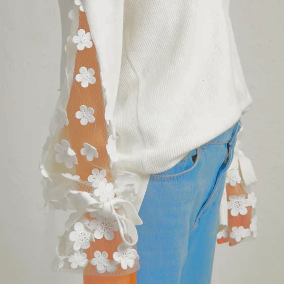 French connection, sheer lace flower sweater, current NWT 10/10 size S runs Big - Picture 3 of 9